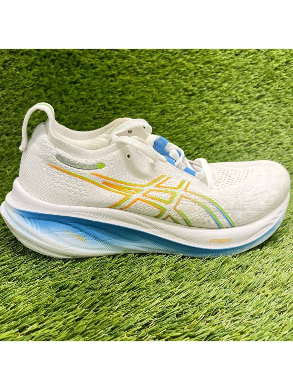 Asics Gel-Nimbus 26 Mens Size 8 White Green Athletic Road Running Shoes Sneakers